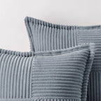 MIULEE Decorative Throw Pillow Covers for Couch Bed Livingroom 18x18 Inch Set of 2 Dustyblue Boho Accent Throw Pllows Broadside Striped Patchwork Soft Corduroy Pillowcases