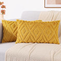 decorUhome Couch Throw Pillow Covers 12x20 Set of 2, Decorative Soft Plush Faux Wool Lumbar Neutral Accent Pillow Covers for Bed Sofa Living Room, Mustard Yellow