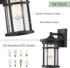 Outdoor Wall Sconces, Exterior Lantern Lighting Fixture, Mounted Lights for Patio, Porch, Garden, Balcony (Black, 12" H-2Pack)