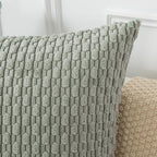 Kevin Textile Throw Pillow Covers Soft Corduroy Decorative Set of 2 Boho Striped Pillow Covers Pillowcases Farmhouse Home Decor for Couch Bed Sofa Living Room 22x22 Inch Greyish Green