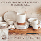 Mora Ceramic Kitchen Utensil Holder - Wooden Spoon & Spatula Crock for Countertop, Modern Farmhouse Home Decor, Extra Large 7.3" Cooking Organizer for Stove Top and Counter - Heavy & Sturdy - Vanilla