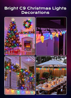 C9 Christmas Lights Outdoor, 66 FT 100 LED Connectable C9 String Lights with 8 Modes and Timer Extendable Xmas Tree Patio Roofline Garden Yard Holiday Party Indoor Outdoor Decoration, Multicolor