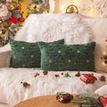 AQOTHES Christmas Tree Decorative Green Throw Pillow Covers 12x20 Set of 2, Faux Fur Farmhouse Throw Pillows Cushion Cases for Xmas Winter Holiday Home Decor