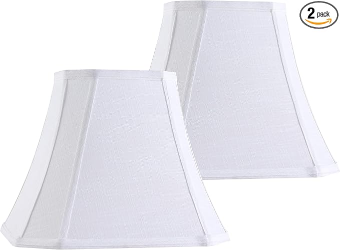 GO&SO 14 Inch Off White Square Cut Corner Lamp Shades for Floor Lamps,Table Lamp Replacement, 8x14x11"(Spider) Natural Linen Lampshade Decoration,Transitional Easy Assembly Required (Set of 2)