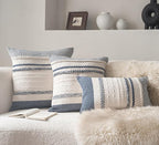 Boho Throw Pillow Covers 12x20 Inch Set of 2, Navy Blue Textured Decorative Couch Pillow Cases for Farmhouse Home Decor, Accent Cushion Cover for Sofa, Bed, Living Room, Bedroom