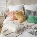 Phantoscope Pack of 2 Faux Fur Throw Pillow Covers Cushion Covers Luxury Soft Decorative Pillowcase Fuzzy Pillow Covers for Bed/Couch,Ginger 18 x 18 Inches