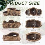 3 Pcs Driftwood Stump Log Concrete Planter Driftwood Planter Succulent Pot Plant Pot for Succulents for Outdoor Indoor Home Patio Garden Decoration (Retro)