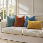decorUhome Navy Blue Chenille Throw Pillow Covers 12x20 Set of 2 Thick Textured Slubby Couch Pillow Covers Farmhouse Accent Modern Neutral Decorative Pillow Cases for Bed Sofa Living Room