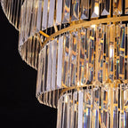 TOCHIC Large Crystal Chandelier for High Ceiling, 40-inch 7-Tier Modern Gold Crystal Chandeliers Lighting Fixture, Raindrop K9 Round Light for Entryway Staircase Foyer Living Bedroom Dining Room
