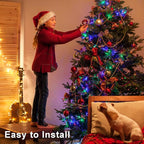 2 Pack Christmas String Lights Battery Operated, 32ft Green Wire 100 LED Fairy String Light with Remote Timer 8 Modes Dimmable for Indoor Outdoor Xmas Tree Wedding Party Decoration (Multicolor)