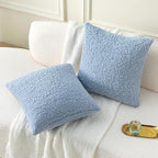 FUTEI Light Blue Throw Pillow Covers 24x24 Inch Set of 2,Furry Faux Fur Teddy Boucle Textured Cushion Covers,Soft Fluffy European Pillow Shams,Home Decor for Couch Bed Living Room Office Car
