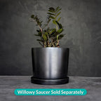 Willowy 12 Inch Large Plant Pot (Black) - Slightly Tapered Ceramic Indoor Planter Pot, Large Black Modern Planter, 12 Inch Pots for Plants, Outdoor Flower/Tree Pot