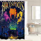 4 Pcs Halloween Shower Curtain Set, with Non-Slip Rugs,Toilet Lid Cover and Bath Mat, Hocus Pocus Decor for Bathroom, Halloween Party Gifts Supplies