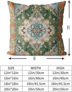 Snycler Boho Throw Pillow Covers 20x20 inch Set of 2 Boho Rug Carpet Double Sided Pattern Cotton Soft Pillow Case Cushion Cover Pillowcase for Couch Sofa Bed Decorative (Green)