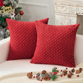 Kevin Textile Christmas Red Corduroy Decorative Throw Pillow Covers 24x24 Inch Pack of 2 Soft Boho Striped Pillow Covers Modern Farmhouse Home Decor for Autumn Sofa Living Room Couch Bed