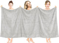 American Soft Linen Oversized Bath Sheet 40x80 Extra Large for Bathroom, 600 GSM 100% Cotton Turkish Jumbo Bathsheet Towels for Adults, Silver Gray Bath Sheet