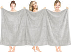 American Soft Linen Oversized Bath Sheet 40x80 Extra Large for Bathroom, 600 GSM 100% Cotton Turkish Jumbo Bathsheet Towels for Adults, Silver Gray Bath Sheet