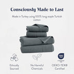 Brooklinen Super-Plush Turkish Cotton Bath Towel Set - 2 Bath Towels + 2 Hand Towels Cotton, 820 GSM, Highly Absorbent, Machine Washable, Perfect for Home & Bathroom (Slate Grey)