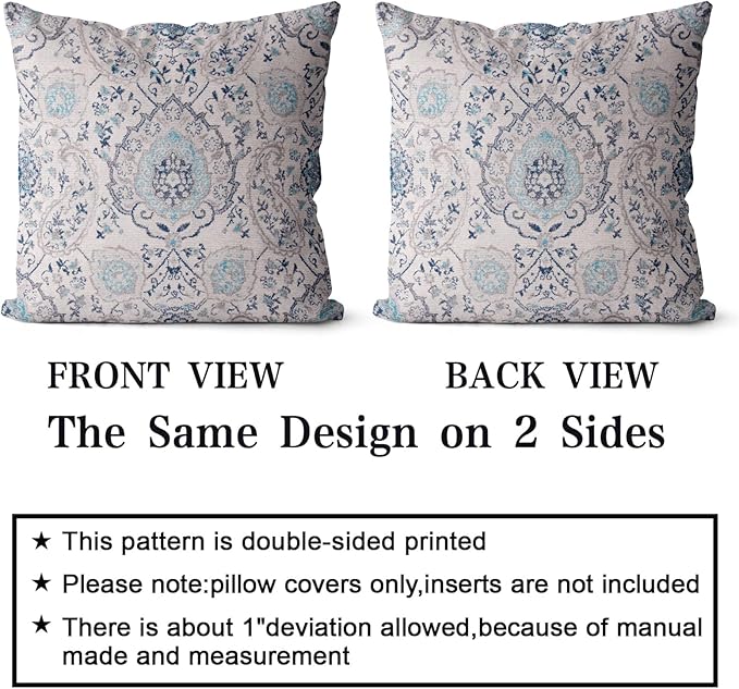 Snycler Boho Throw Pillow Covers 24x24 inch Set of 2 Terracotta Rust Blue Colored Throw Pillows Double Sided Boho Home Soft Decor for Bedroom Living Room Couch & Sofa (No Inserts)