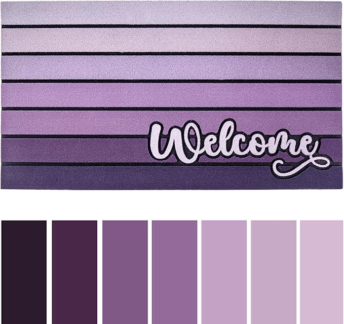 Bulijojo Purple Entrance Door Mat Large 17 x 30 Inch Entry Way Doormat Front Door Rug Outdoor Heavy Duty Welcome Mat, Non Slip Rubber Back Low Profile