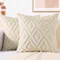 decorUhome Couch Throw Pillow Covers 26x26 Set of 2, Decorative Soft Plush Faux Wool Neutral Accent Pillow Covers for Bed Sofa Living Room, Beige