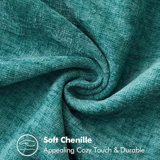 MIULEE Pack of 2 Couch Throw Pillow Covers 16x16 Inch Teal Farmhouse Decorative Pillow Covers with Stitched Edge Soft Chenille Solid Dyed Spring Pillow Covers for Sofa Bed Living Room