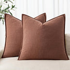 MIULEE Fall Decorative Linen Pillow Covers 18x18 Inch Rust Red Boho Farmhouse Neutral Couch Throw Pillows for Bed Pack of 2 Accent Modern Pillowcase Sofa Livingroom Home Decor