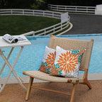 DFXSZ Orange Flower Pillow Covers 16x16 Inch Set of 2 Fall Throw Pillows Outdoor Waterproof Decor for Living Room Sofa Patio Funiture Garden Floral Polyester Pillow Cover 002N16