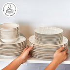Karaca Siena 53-Piece Porcelain Plates and Bowls Set with Dinner & Dessert Plates, Shakers - Bone China Dishware Sets - Kitchen Dinnerware Set for 12 People