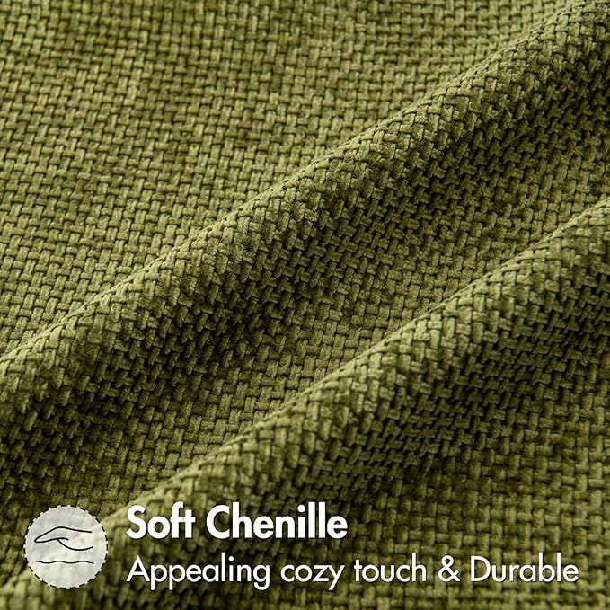 MIULEE Pack of 2 Couch Throw Pillow Covers 18x18 Inch Olive Green Modern Boho Accent Decorative Pillow Covers Soft Chenille Farmhouse Cushion Covers for Home Decor Bed Sofa Living Room