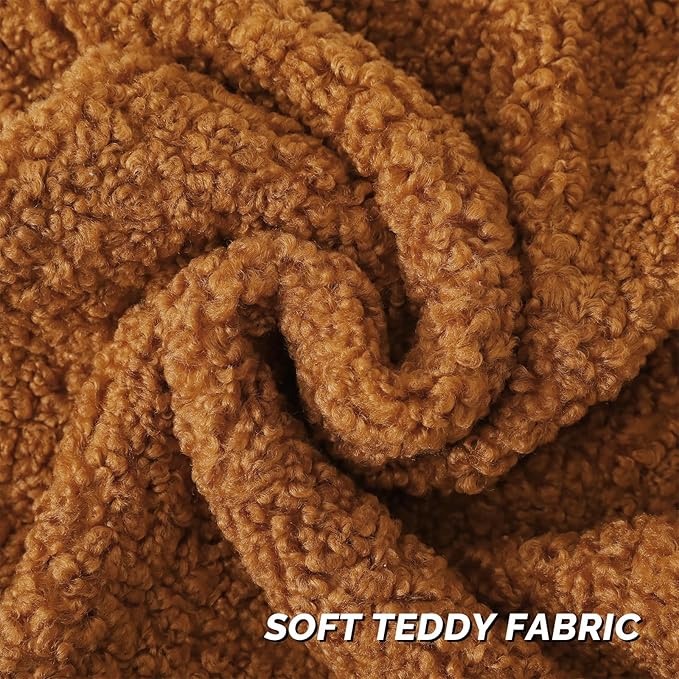 FUTEI Rust Throw Pillow Covers 24x24 Inch Set of 2,Furry Faux Fur Teddy Boucle Textured Cushion Covers,Soft Fluffy European Pillow Shams,Home Decor for Couch Bed Living Room Office Car