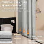 South to East Waterproof Shower Curtain, Heavy Duty Magnetic Folding Linen Shower Curtain, Non-Toxic, 72x72 Magnetic Fabric Bathroom Curtain Sets, Grey