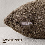 Foindtower Pack of 2, Decorative Textured Boucle Throw Pillow Covers Neutral Accent Solid Pillow Cases Cozy Soft Couch Cushion Case for Chair Sofa Bedroom Living Room Home Decor 22x22 Inch Light Brown