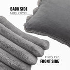 Neelvin Grey Faux Fur Cozy Soft Striped Decorative Throw Pillow Covers 22x22 inch Set of 2,Velvet Pillowcase Cushion Case for Sofa Couch