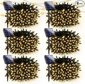 6 Pack Solar Christmas Lights Outdoor Waterproof, 600 LED 198 FT Solar Powered String Lights Outdoor with Green Wire 8 Lighting Modes, Mini LED Xmas Tree Light for Fence Party Decorations, Warm White