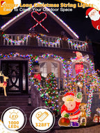 328 FT 1000 LED Christmas Lights, Waterproof Outdoor String Lights with Remote and Timer, Christmas Tree Lights with 8 Modes Dimmable, Fairy Lights for Holiday Decor (Multicolor)