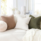 Foindtower Pack of 2, Curly Faux Fur Decorative Throw Pillow Covers Soft Neutral Plush Cushion Case Cozy Fluffy Furry Boho Pillowcase for Home Living Room Couch Bed Sofa 12 x 20 Inch, Cream White