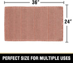 H.VERSAILTEX Upgraded Waffle Bath Mat Super Absorbent Non Slip Bath Rug Soft Pink 24" x 36"