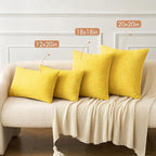 MIULEE Pack of 2 Couch Throw Pillow Covers 18x18 Inch Soft Yellow Chenille Pillow Covers for Sofa Living Room Solid Dyed Pillow Cases