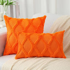 decorUhome Fall Throw Pillow Covers 26x26 Inch Set of 2, Soft Plush Faux Fur Wool Orange Couch Pillow Covers, Decorative Neutral Pillow Cases for Bed Sofa Living Room Home Decor