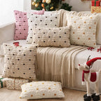 MIULEE Christmas Tree Decorative Pillow Covers Faux Fur Wool Throw Pillows Soft Plush Cushion Covers Set of 2 Xmas Home Decor Winter Holiday for Sofa Couch Livingroom Bed 18x18 Inch Beige
