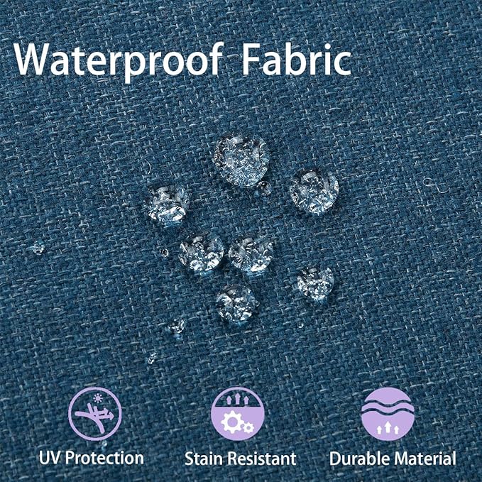 Outdoor Lumbar Pillows Water Resistant 12x20 inch,Decorative Throw Pillow Set of 2 with Insert,Hidden Zipper Headrests for Patio Furniture Sofa Couch Chair(Denim Blue)