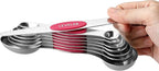 Spring Chef Pink Stainless Steel Magnetic Measuring Spoons Set of 8 with Leveler, Dual Sided Teaspoon & Tablespoon Measuring Set for Dry and Liquid Ingredients, Kitchen Gadgets for Baking & Cooking