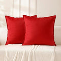 VAKADO Throw Pillow Covers 16x16 Set of 2 Red Fall Velvet Decor Decorative Couch Cushion Euro Pillowcases with Fringe Home Bed Decoration for Sofa Bedroom Office