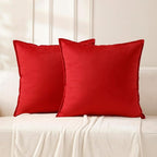 VAKADO Throw Pillow Covers 20x20 Set of 2 Red Fall Velvet Decor Decorative Couch Cushion Euro Pillowcases with Fringe Home Bed Decoration for Sofa Bedroom Office