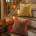 decorUhome Fall Rust Chenille Throw Pillow Covers 26x26 Set of 2 Thick Textured Slubby Couch Pillow Covers Farmhouse Accent Modern Neutral Decorative Pillow Cases for Bed Sofa Living Room