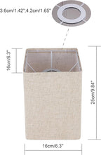 Square Lampshades Set of 2, Linen Lampshades L6.3"x W6.3" x H9.84" High, Easy Assembly Replacement Fabric Shades for Table Lamps Floor Lamps, Beige Color