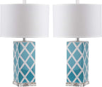 Safavieh Lighting Collection Garden Lattice Light Blue Table Lamp, Set of 2