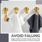 APLusee Round Robe Towel Hook 4 Pack Brushed Gold, 304 Stainless Steel Coat Utility Hook Bathroom Wall Mount