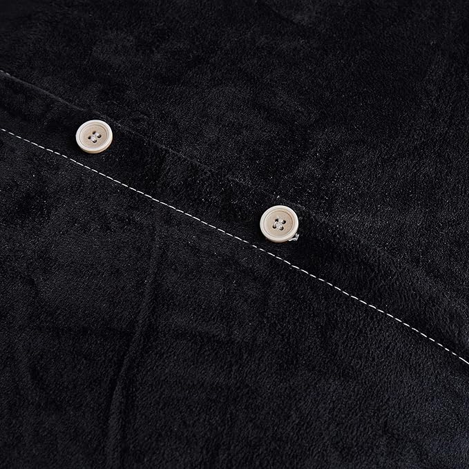 WERDIM Shaggy Fluffy Faux Fur Pillowcases 2 Pack Button Closure Velvet Pillow Shams King Size (Black, 20 X 36 Inches)